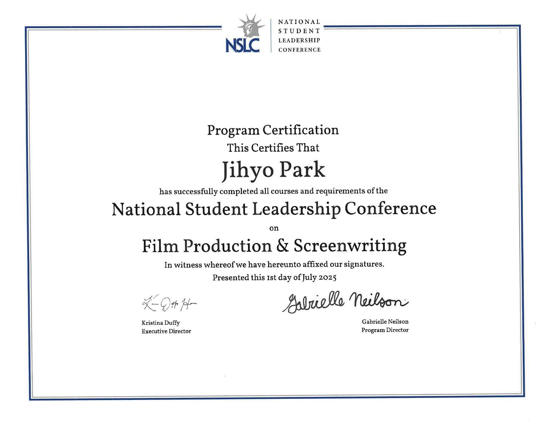 NSLC Program Certification